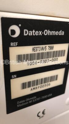 Datex-Ohmeda Aestiva/5 Anaesthesia Machine with Datex-Ohmeda Aestiva 7900 SmartVent Software Version 4.8, Bellows, Absorber and Hoses (Powers Up) *S/N AMRF00506* - 4