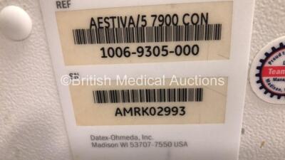 Datex-Ohmeda Aestiva/5 Anaesthesia Machine with Datex-Ohmeda Aestiva 7900 SmartVent Software Version 4.8, Bellows, Absorber and Hoses (Powers Up) *S/N AMRK02993* - 4