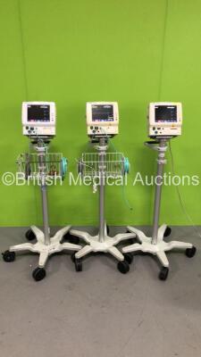 3 x Fukuda Denshi DS-7100 Monitors on Stands with Various Leads (All Power Up) *50000507 / 50000465 / 50000310*