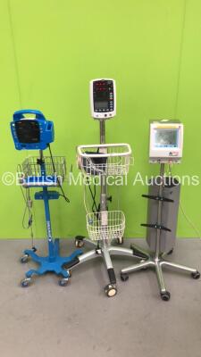 Job Lot Including 1 x Mindray VS-800 Vital Signs Monitor on Stand, 1 x GE ProCare 400 Monitor on Stand with SpO2 Lead and 1 x Anetic Aid Model AET 01.01 4000 Tourniquet on Stand (All Power Up) *1448 / BY6A-A1762P*