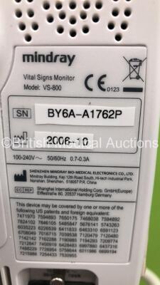 Job Lot Including 1 x Mindray VS-800 Vital Signs Monitor on Stand, 1 x GE ProCare 400 Monitor on Stand with SpO2 Lead and 1 x Anetic Aid Model AET 01.01 4000 Tourniquet on Stand (All Power Up) *1448 / BY6A-A1762P* - 5