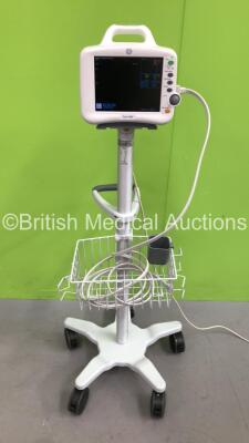 GE Dash 3000 Patient Monitor on Stand with SPO2, Temp/Co, BP1/3, BP2/4, CO2, NBP and ECG Options (Powers Up)1