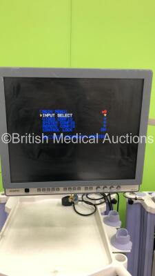 2 x Olympus Stack Trolleys with Olympus OEV191H Monitor, Olympus ECS260 Connector Cable, Sony UP-21MD Colour Video Printer, Olympus Evis Lucera CV-260SL Digital Processor, Olympus Evis Lucera CLV-260SL Light Source, Olympus PSD-30 Electrosurgical Unit and - 3