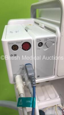 Philips IntelliVue MX550 Patient Monitor on Stand with Philips 867036 Multiparameter Module with Press, Temp, SPO2, NBP and ECG/Resp Options with Selection of Cables and Philips 867041 Microstream Module with CO2 Option (Powers Up - Marks to Screen - See - 7