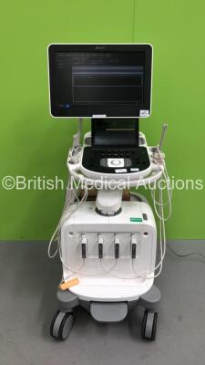 Philips Epiq 5G Flat Screen Ultrasound Scanner Ref 99605408541 *S/N US814C0456* **Mfd 2014**on A.0 Cart - Release 6.0 - Software Version 6.0.0 with 5 x Transducers / Probes (L15-7io / L18-5 / C5-1 / C10-4ec and C10-3) (Powers Up) ***IR652***