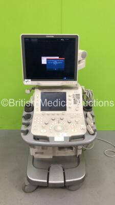 Toshiba Aplio 500 TUS-A500 Flat Screen Ultrasound Scanner *S/N W1E13X4655* **Mfd 10/2013** with 3 x Transducers / Probes (PVT-375BT *Mfd 02/2015* / PLT-805AT *Mfd 10/2014* and PLT-704SBT *Mfd 01/2015*) (Powers Up with Error - See Pictures - 110V Adaptor 