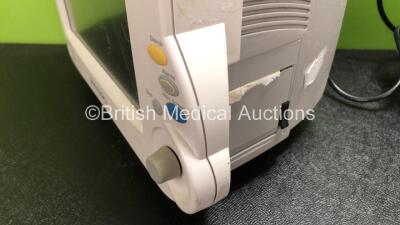 2 x Philips IntelliVue MP30 Patient Monitors (1 x No Power with Printer Option and Cracked Screen, 1 x Powers Up with Missing Dial - See Photos) with 2 x Philips M3001A Modules Including Press, Temp, NBP, SpO2 and ECG/Resp Options (1 x Damaged Casing - Se - 3