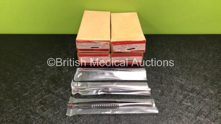 48 x Block End 6 inch Dressing Forceps (4 x Boxes of 12 - New In Box)