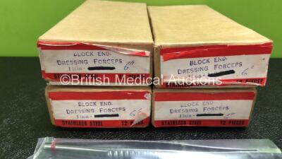 48 x Block End 6 inch Dressing Forceps (4 x Boxes of 12 - New In Box) - 4