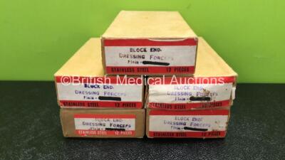 60 x Block End 5 inch Dressing Forceps (5 x Boxes of 12 - New In Box) - 4