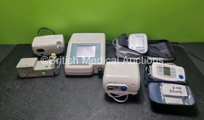 Mixed Lot Including, 1 x PRO PLUS NG Ear Irrigator, 1 x Salter Aire Elite Compressor, 1 x B&D Nippy ST+ Ventilator, 1 x Omron Digital BP Meter, 1 x A&D Digital BP Monitor, 1 x Omron Compair Compressor Nebuliser (All Power Up)