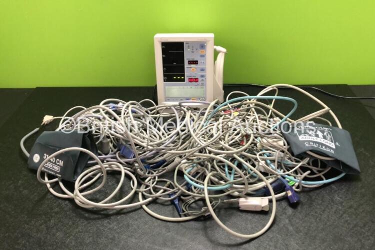 Job Lot Including 1 x Datascope Accutorr Plus Patient Monitor with Accutemp IR Thermometer (Both Power Up) 2 x BP Cuffs and Various Patient Monitoring Cables and Hoses