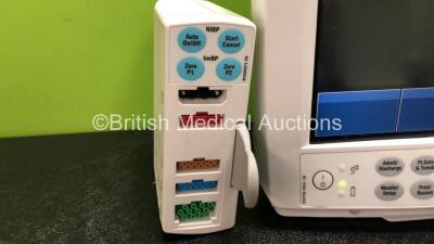 GE B30 Patient Monitor with 1 x GE E-PSMP-00 Module Including ECG, SpO2, NIBP, T1, T2, P1 and P2 Options and 1 x GE SM201 Battery (Powers Up with Damage to Casing - See Photos) *SN SF312526771WA / 6608830* - 2