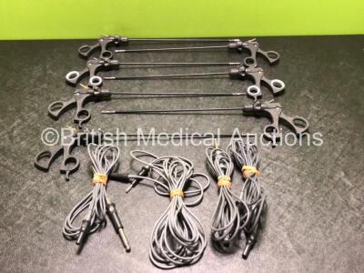 7 x Laparoscopic 5 mm Instruments with 4 x Diathermy Cables