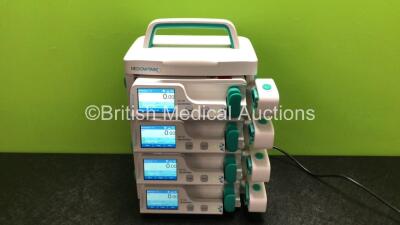 4 x MedCaptain Model HP-30 Touch Screen Syringe Pumps with HP-80 Infusion Workstation *Mfd 2020* (All Power Up)