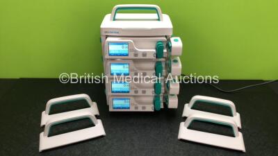 4 x MedCaptain Model HP-30 Touch Screen Syringe Pumps with HP-80 Infusion Workstation *Mfd 2020* (All Power Up)