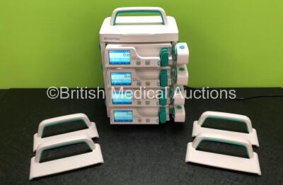 4 x MedCaptain Model HP-30 Touch Screen Syringe Pumps with HP-80 Infusion Workstation *Mfd 2020* (All Power Up)