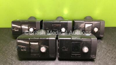 5 x ResMed Airsense 10 Autoset CPAP Units with 4 x AC Power Supplies (All Power Up, 4 x Missing Side Casing, 1 x Missing Side Covers, 1 x Heating System Fault - See Photos)