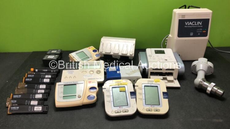 Mixed Lot Including 1 x Drager Infinity Hemomed Module, Defibrillator Batteries *Untested* BP Meters, 1 x Freeway Elite Nebulizer, 1 x Zeiss Microscope Eye Attachment and 1 x Canon DS810 Unit