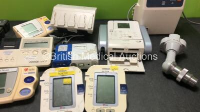 Mixed Lot Including 1 x Drager Infinity Hemomed Module, Defibrillator Batteries *Untested* BP Meters, 1 x Freeway Elite Nebulizer, 1 x Zeiss Microscope Eye Attachment and 1 x Canon DS810 Unit - 3