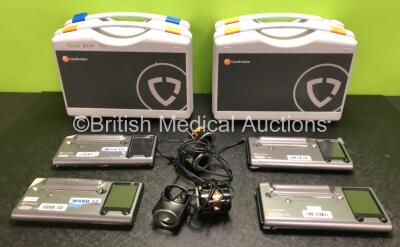 4 x Viasys Microlab Spirometers in Cases (All with Damage to Casing, 1 x Powers Up, 1 x Spares and Repairs) *RI*