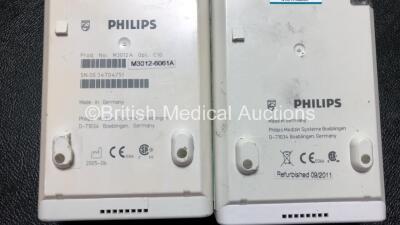 Job Lot Including 2 x Philips M3046A M3 Patient Monitors (Both Power Up) 1 x Hewlett Packard M3046A M3 Patient Monitor (Draws Power Does Not Power Up) 1 x Philips M3046A M4 Patient Monitor (Powers Up with Blank Screen) 2 x Philips M3012A Gas Modules Inclu - 6