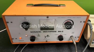 Mixed Lot Including 1 x Sonacel Multiphon Mk II Triple Frequency Ultrasonic Therapy Apparatus Unit (Powers Up) 2 x Welch Allyn 767 Series Transformers (Both Power On with Damage to Cables - See Photos) 1 x SKF Services Inter-Stim Unit (Untested Due to Mis - 2