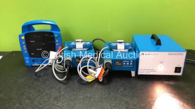 Mixed Lot Including 1 x GE Dinamap Procare Patient Monitor (Untested Due to Missing Power Supply) 1 x Seward Medical Model 19.5113 75 Watt Light Source (Powers Up) 2 x GE enFlow Fluid Warmers (Both Power Up) 1 x Seward Medical Model 19.5113 Light Source ( - 2