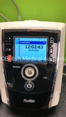 2 x ResMed Stellar 100 CPAP's (Both Power Up - 1 x Flashing Screen - 1 x Missing Upper Case / Damaged Button and Scratches) *S/N 20161031311 / 20170360230* - 3