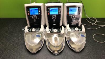 3 x ResMed Stellar 150 CPAP,s with 3 x ResMed H4i Humidifiers (All Power Up with Power Supplies - 1 x Missing Cover -See Pictures) *S/N 22171714851 / 20151236493 / 20170573509* - 2