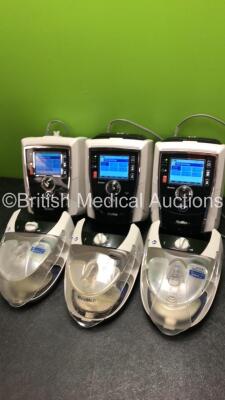 3 x ResMed Stellar 150 CPAP,s with 3 x ResMed H4i Humidifiers (All Power Up with Power Supplies - 1 x Missing Cover -See Pictures) *S/N 22171714851 / 20151236493 / 20170573509* - 6