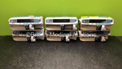 Job Lot of 6 x Various Alaris Syringe Pumps (5 x Power Up, 1 x No Power - See Photos) *RI*