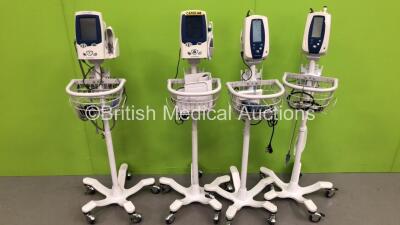 2 x Welch Allyn SPOT Vital Signs Monitors on Stands and 2 x Welch Allyn SPOT LXi Vital Signs Monitors on Stands (All Power Up)