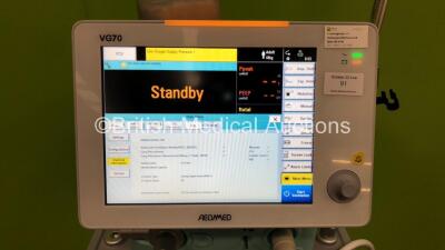 Aeonmed VG70 Ventilator Software Version 2.00, Running Hours 0h 8m with 1 x Hose on Stand *Mfd 07-2020* (Powers Up) - 2