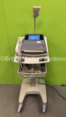 GE MAC 1600 ECG Machine on Stand with 10 Lead ECG Leads (Powers Up) *S/N SDE14050090NA*