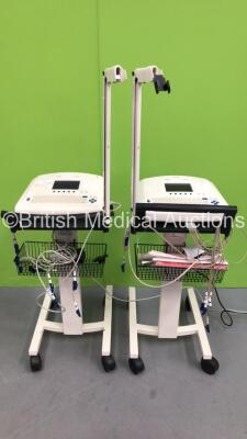 2 x Seca CT800P ECG Machines on Stands with 10 Lead ECG Leads (Both Power Up)