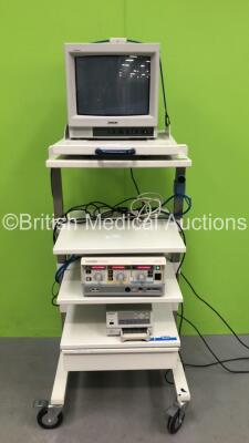 DP Medical Stack Trolley with Sony Trinitron Monitor, Eschmann TD411RS Minimal Invasive Surgery Unit (Powers Up with Alarm) and Sony UP-20 Colour Printer (Powers Up)