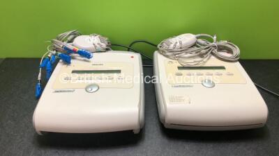 2 x Philips Page Writer Trim I Electrocardiograph Machines with 2 x 10 Lead ECG Leads (Both Power Up, 1 with Missing Printer Cover-See Photo)