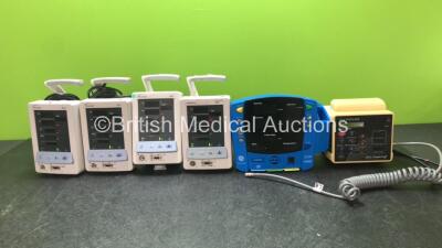 Job Lot of Patient Monitors Including 4 x Datascope Duo Patient Monitors (All Power Up, 2 with Damage Handles-See Photo) 1 x GE Carescape V100 Dinamap Pro Patient Monitor (No Power) 1 x Criticare SpO2 Comfort Cuff Patient Monitor with 1 x BP Hose (No Powe