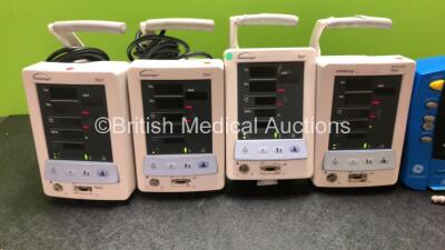 Job Lot of Patient Monitors Including 4 x Datascope Duo Patient Monitors (All Power Up, 2 with Damage Handles-See Photo) 1 x GE Carescape V100 Dinamap Pro Patient Monitor (No Power) 1 x Criticare SpO2 Comfort Cuff Patient Monitor with 1 x BP Hose (No Powe - 2