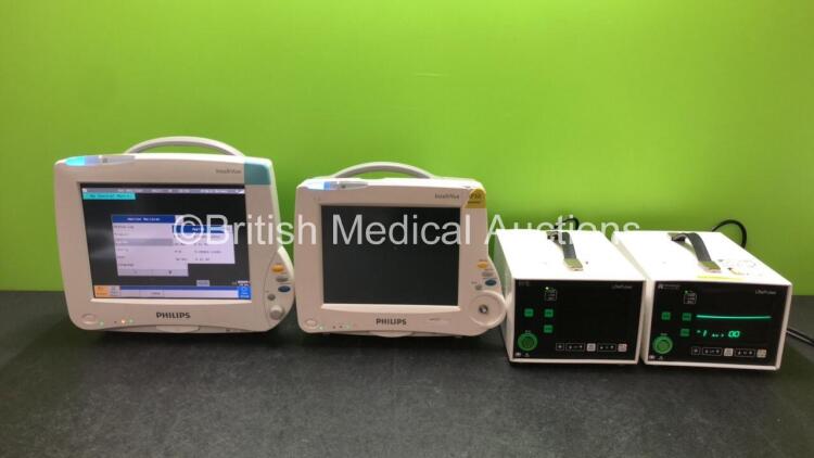 Job Lot of Patient Monitors Including 1 x Philips M3004A Patient Monitor (Powers Up) 1 x Philips M8002A Patient Monitor (Powers Up with Blank Screen, Missing Dial and Damage-See Photos) 2 x HME Life Pulse Monitors (Both Power Up, 1 with Blank Screen-See P