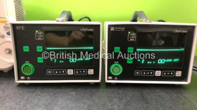 Job Lot of Patient Monitors Including 1 x Philips M3004A Patient Monitor (Powers Up) 1 x Philips M8002A Patient Monitor (Powers Up with Blank Screen, Missing Dial and Damage-See Photos) 2 x HME Life Pulse Monitors (Both Power Up, 1 with Blank Screen-See P - 8