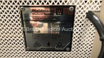 Mixed Lot Including 2 x Waldmann PUVA 180 UV Lights (Both Power Up, Do Not Illuminate) 1 x PUVA 200 UV Light (Untested Due to Foreign Plug) 1 x CareFusion Alaris PK Syringe Pump (Powers Up with IM3 Code) and 1 x Covidien Genius 3 Tympanic Thermometer with - 7