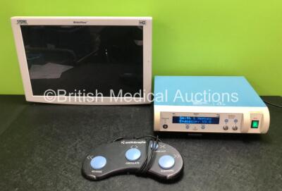 Job Lot Including 1 x Smith & Nephew Dyonics Power Ref 7205841 Control Unit with Footswitch (Powers Up) and 1 x Karl Storz WideView HD Display / Monitor (Untested Due to No Power Supply)