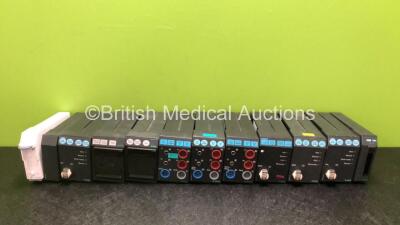 Job Lot of Gas Modules Including 1 x GE E-miniC Module, 2 x Datex M-ESTPR Modules, 1 x Datex ESTP Module, 2 x Datex M-REC Modules, 4 x Datex M-NIBP Modules, 1 x Datex M-MEM Module and 1 x Blank Datex Module