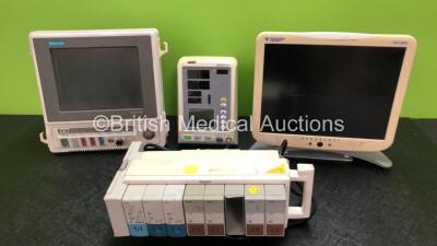 Job Lot Including 1 x Marquette Eagle 4000 Patient Monitor (Powers Up) 1 x Edan M3A Vital Signs Monitor (Powers Up with Missing Light Cover - See Photos) 1 x Fukuda Denshi DS-7300 Monitor (Does Not Power Up) and 1 x Philips M8048A Module Rack Including 3