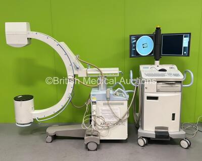 Siemens Arcadis Varic C-Arm *Mfd - 2009* with Dual Flat Screen Image Intensifier, Exposure Control Trigger, Footswitch, Sony UP-970AD Hybrid Graphic Printer and Key (Powers Up and Exposure Taken) *12392* **IR659**