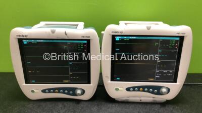 Job Lot Including 1 x Mindray PM-7000 Patient Monitor with ECG, T1, T2, SPO2, NIBP and CO2 Options and 1 x Mindray PM-7000 Patient Monitor with ECG, T1, T2, SPO2 and NIBP Options (Both Power Up with Missing Printer Modules - See Photos) *SN CE88110466*