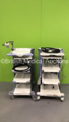 2 x Olympus Stack Trolleys with 2 x Olympus ECS-260 Connection Cables