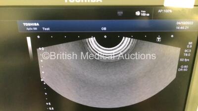 Toshiba Aplio 500 Flat Screen Ultrasound Scanner *Mfd 10-2012* Software Version AB_V2.10*R003 with 3 x Transducers-1 x Toshiba Model PLT-674BT Convex Array Transducer *Mfd 10-2012* 1 x Toshiba PVT-661VT Endocavitary Transducer *Mfd 09-2012* 1 x 6C1 Model - 8